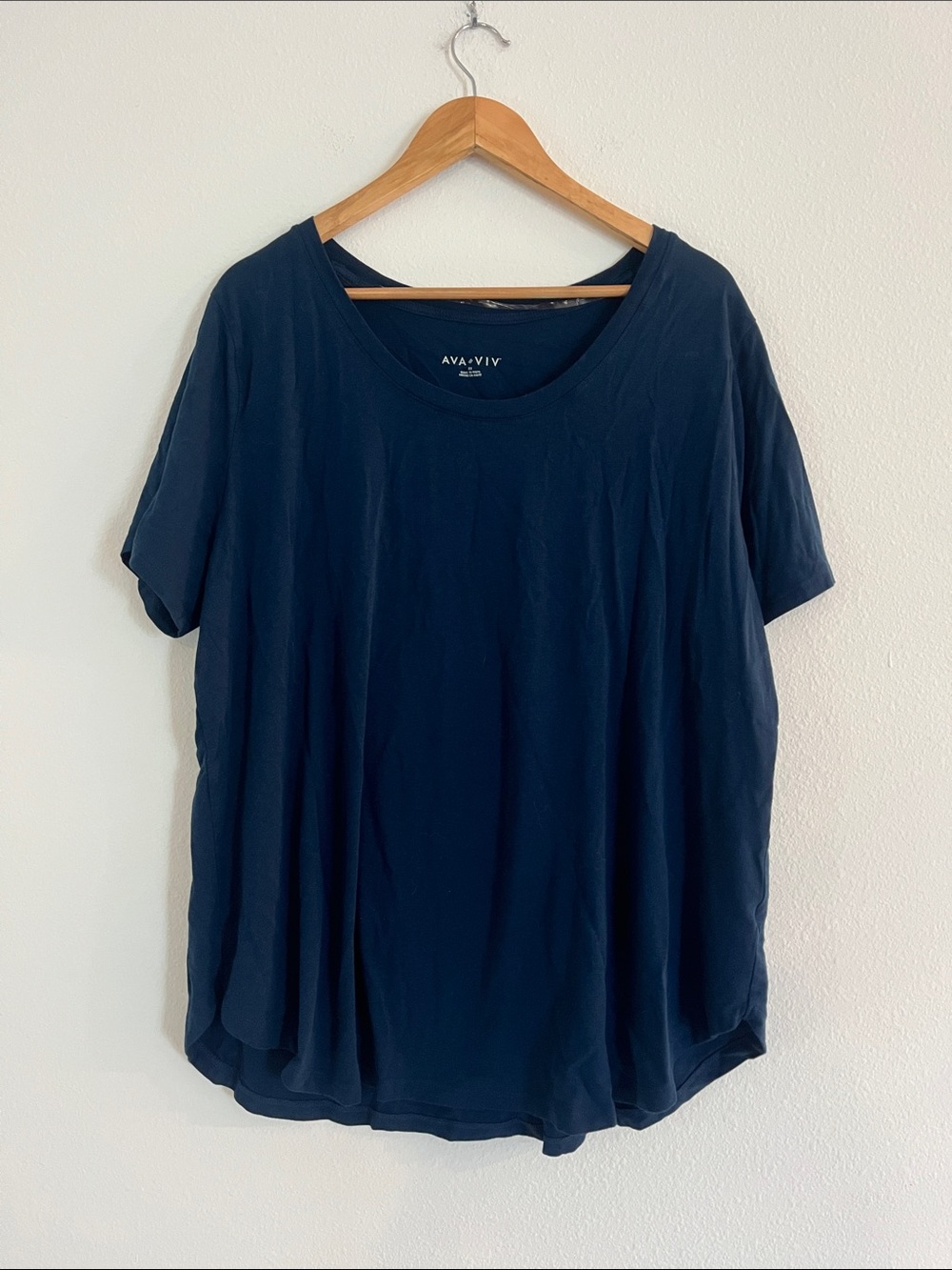 Ava & Viv Blue Scoop Neck Short Sleeve Top
